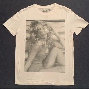 NWOT Official FARRAH Fawcett Foundation x 21 MEN Swimsuit Blk/Wht T-SHIRT S Tee